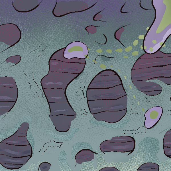 enlarged section of the undulating masses