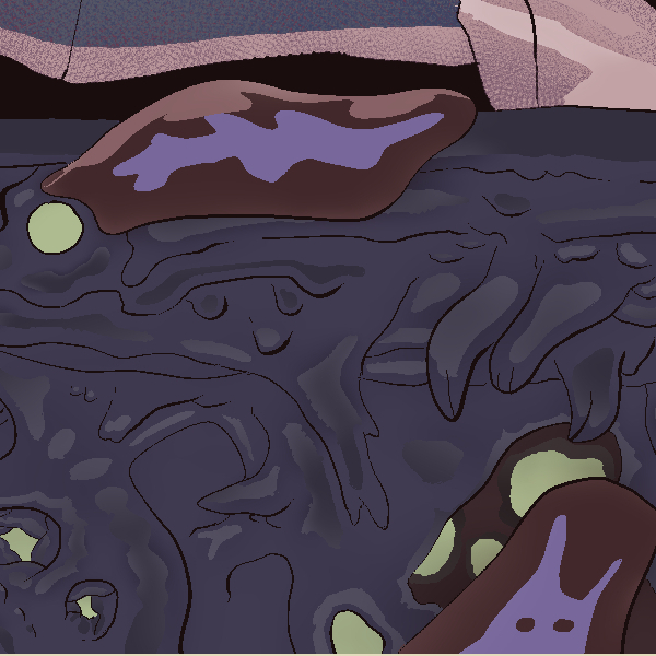 enlarged section of the undulating masses